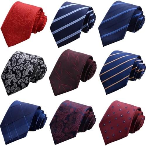 Ricnais Classic Mens 8cm Printing Striped Solid Tie For Mens Gift Luxury Neck Ties For Men Business Wedding Party Formal Ties