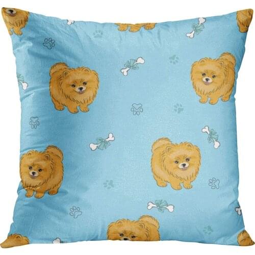 Dog Cute Pomeranian Puppy Blue Dogs Background Colorful New Living Hidden Zipper Home Sofa Decorative Throw Pillow Cover Cushion