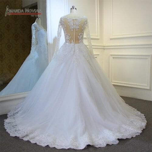 Lace wedding dress 2019 with lace sleeves nice back bridal dress