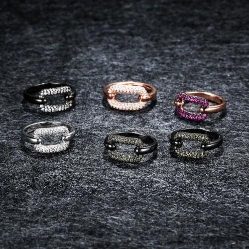 LIDU High Quality 925 Silver Diamond Set Geometric Ring Multicolor Personalized Elegant Monaco Jewelry As A Gift For Friends