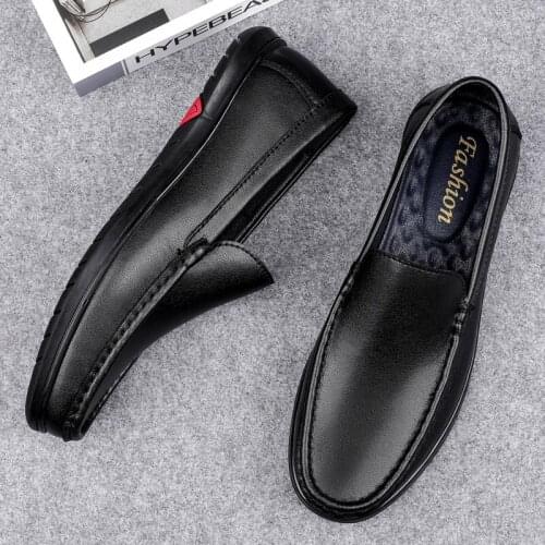 Genuine Leather Men Casual Shoes Slip on Formal Loafers Moccasins Male Footwear Anti-slip Driving Shoes