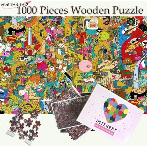 MOMEMO Cartoon World Adouts 1000 Pieces Jigsaw Wooden Puzzles Cartoon Puzzle 1000 Pieces Toys Puzzle Games Kids Wooden Toy Decor