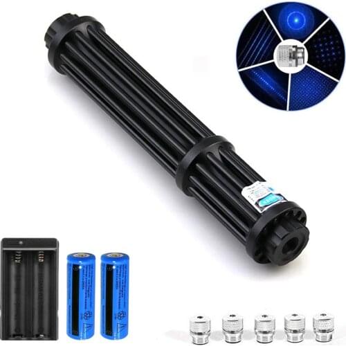 Powerful Blue Laser Pointer Adjustable Focus 405nm High Power 5w 1500m Blue LED Laser Torch Lazer pen Long Range Burning matches