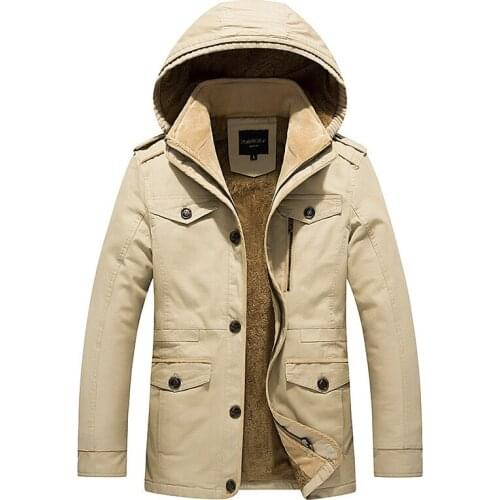 2019 Mens Winter Hooded Cotton Jacket Classic Casual Outerwear Warm Windproof Coat Male Brand Fashion Abrigo Hombre