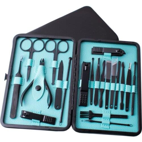 20 Pcs Stainless Steel Manicure Pedicure Set Pro Nails Tools Nail Clippers Kit Nail File Nippers Foot Care Tool With Travel Case