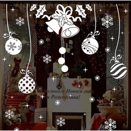 Christmas Decoration Decal Window Glass PVC Wall Sticker Removable Merry Christmas Balls New Year Christmas Window Stickers