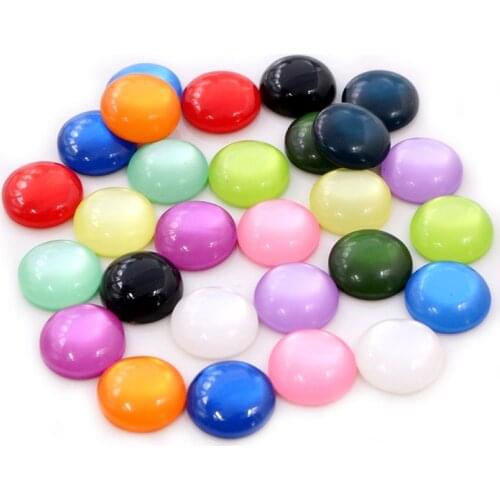 New Fashion 40pcs 12mm Mix Colors Cats eye Series Flat back Resin Cabochons Jewelry Accessories Wholesale Supplies