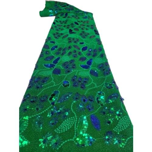 2021 High Quality African Sequins Velvet Lace Fabric Nigerian French Sequins Embroidery Tulle Mesh Lace Fabric For Wedding Sew