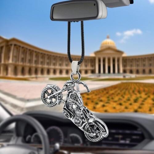 New Fashion Motorcycle Car Pendant Interior Rearview Mirror Skull Motorcycle Decoration Auto Accessories Gifts
