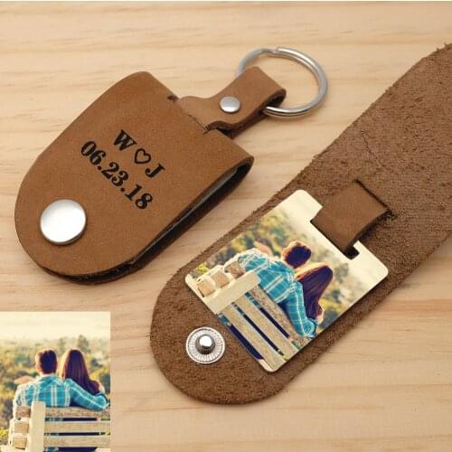 Personalized Photo Keychain Picture Keyring Personalized Picture Keepsake Leather Key Fob Gift for Boyfriend Anniversary Gift
