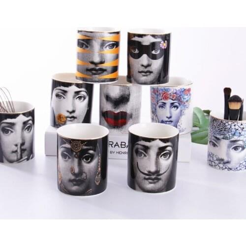 Candle Holders Candelabra Home Decoration Ceramic Jar Cup Flower Arranging Human Face Storage Jar Makeup pen holder