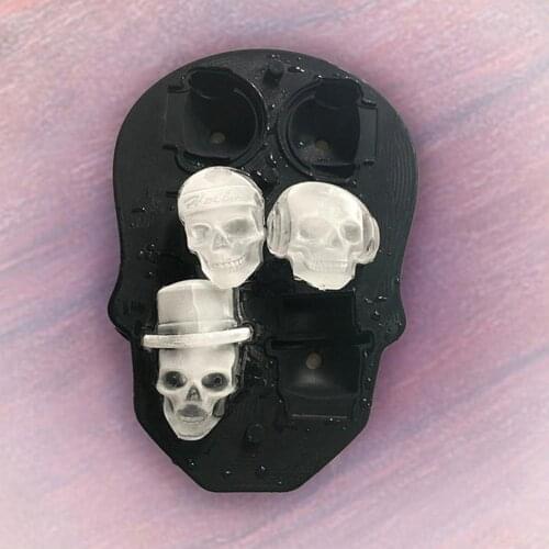 Skull Ice Maker Mold Bones Ball Tray Cake Candy Tools Kitchen Gadgets 4 6 Grid 3D Silicone Whiskey Ice Ball Mold