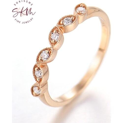 SKM 14K 18k rose gold Trendy diamond rings for women delicate rings wedding rings designer Luxury Fine Jewelry