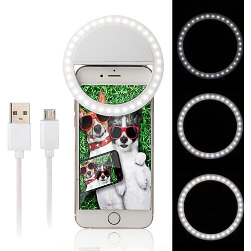 Smartphone LED Ring Selfie Light Supplementary Lighting Night Darkness Selfie Enhancing for iPhone samsuang and all Smartphones