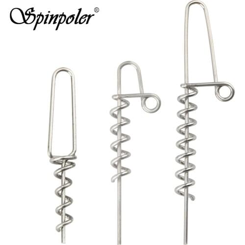 Spinpoler Shallow Screw fishing accessories for soft lure 43mm/45mm/60mm Hook Pin Spring Fixed Lock Fishing Screw Needle