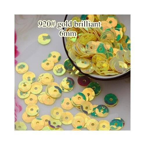 Loose Sequins 40g 6mm Cup Round Sequin Paillettes Sewing Decoration Artesanatos Acessorios Costura 920# Gold Brilliant