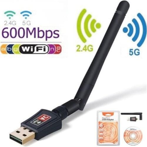 600Mbps Wireless WiFi Adapter Dual Band 5GHz USB PC Wireless Adapter Antenna 802.11AC