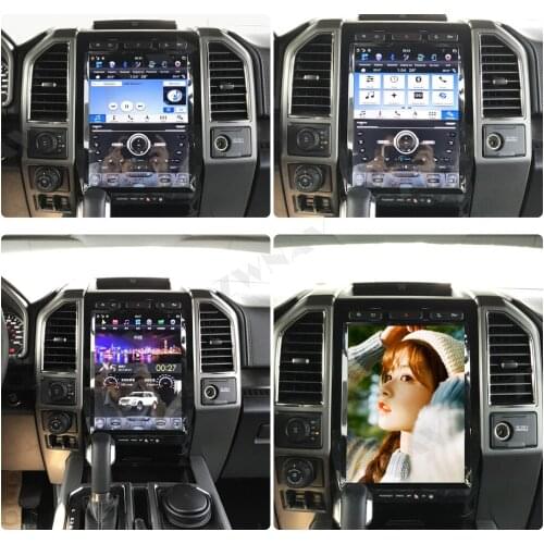 1 Din Tesla Screen Android Video Player GPS Navigation For Ford F150 2015 2016 2017 2018 2019 DSP Audio Radio Receiver Head Unit