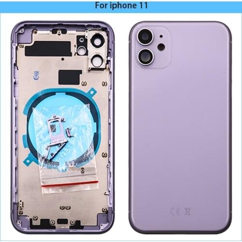 For iphone 11 Battery Back Cover Rear Door Glass Panel Metal Middle Frame Chassis For iphone 11 Housing Case Camera Lens Replace