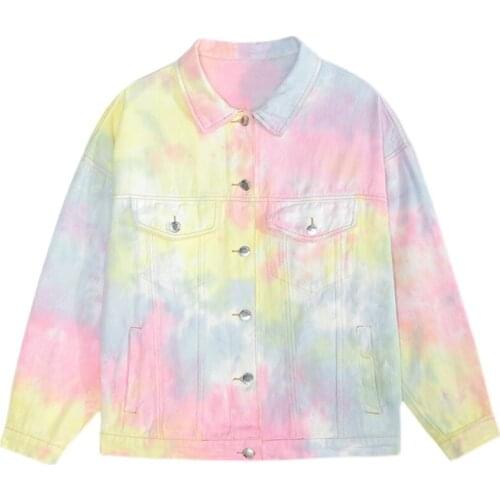 2020 Denim Jacket Women Pink White Jean Outwear Spring Autumn Loose Top Soft Casual Coat