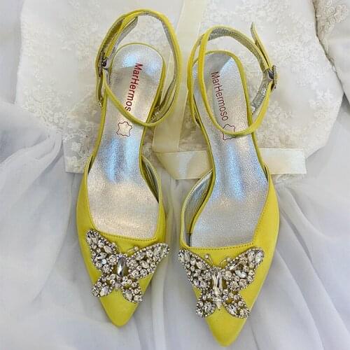 Womens Round Heel Slingback Dress Pumps Pointed Toe Bride Wedding Shoes Formal Party Women Sandals Rhinestones Evening Shoes