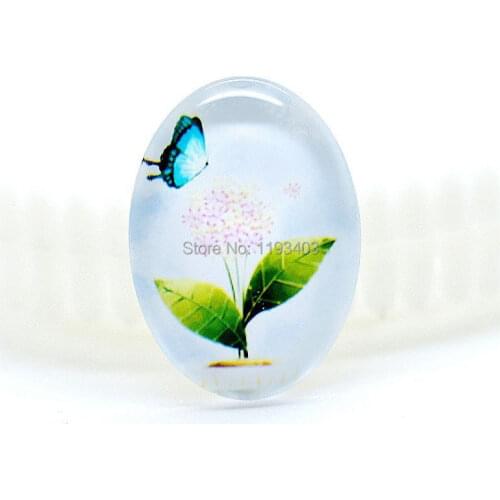 10pcs 18X25mm 30X40mm Oval Glass beads already glued on the image transparent base setting-(HPGC-8006)