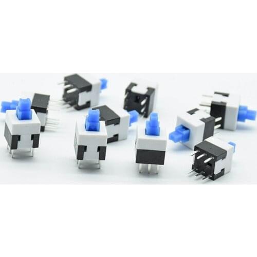 10pcs NEW 8X8mm Blue Cap mini Self-locking/reset Type Square push button Switch 8*8 mm micro