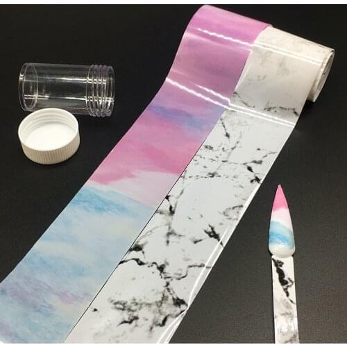 2 Rolls Unicorn Nail Foils Stickers Black Marble Stone Manicure Set for Candy Nail Art Transfer Paper White Decal DIY Decoration