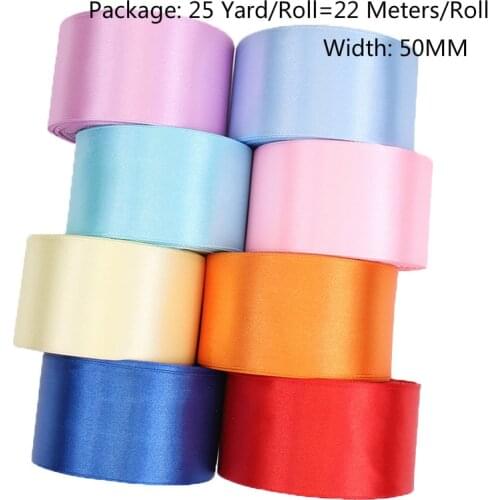22 Meters/roll) 50mm Single Face Satin Ribbons Christmas Halloween Gift Wrapping Valentines Day Birthday Wedding Decor Ribbon