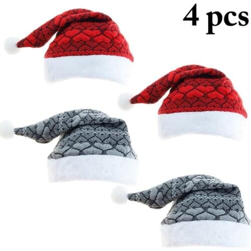 4pcs Christmas Santa Claus Hat Christmas Xmas New Year Plush Cap Christmas party home Decorations Supplies for Adults