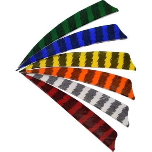 50pcs 4'' Left Turkey Shield Feathers For Hunting Arrows Component Stripe Feathers Length 4'' Weight 0.16g/pc Material Turkey