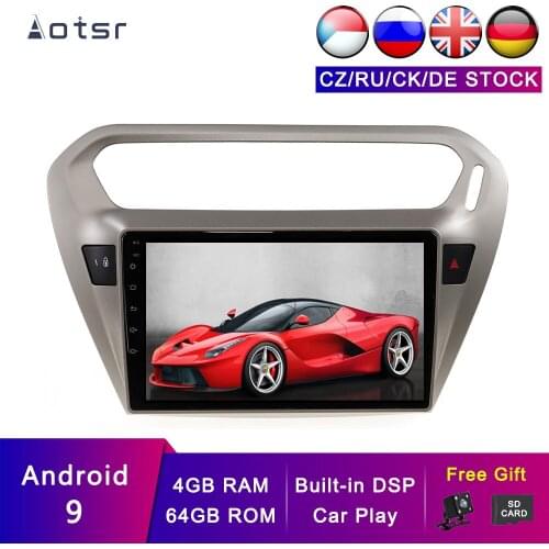 AOTSR Android 9 Car GPS For Peugeot 301 2008-2014 Car Navigation Tracker Car Play DSP Radio Multimedia Player Head Unit 4G + 64G