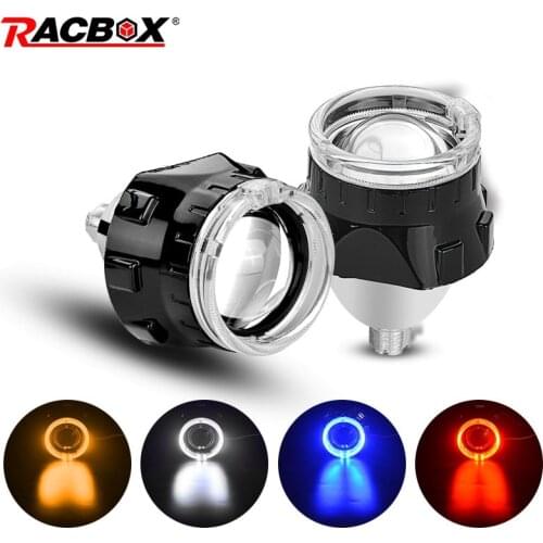 Bi-Xenon Projector Lens 2.5 Inch Angel Eyes Lens With Black Mask White Red Blue Halo Ring For H7 H4 Headlight Assembly Car Refit