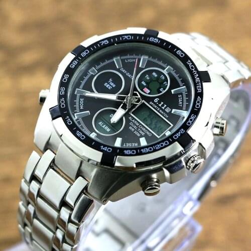 Men Watches Top Quality Digital-Watch Men Military Wrist Watches Full Steel Dual Display Wristwatches Relogio Masculino