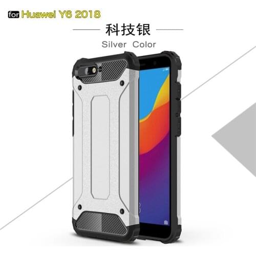 WolfRule For Case Huawei Y6 2018 Cover Anti-knock Soft Silicone + Hard Plastic Case For Huawei Y6 Prime 2018 Bag Huawei Honor 7A