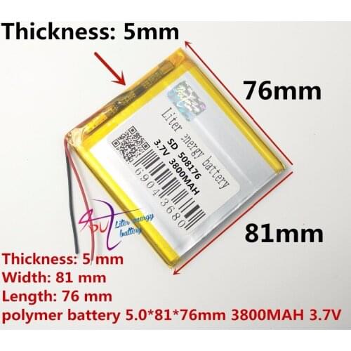 Purple electronic tablet applicable MZ70 battery lithium polymer battery 508176 3800mAh 3.7V