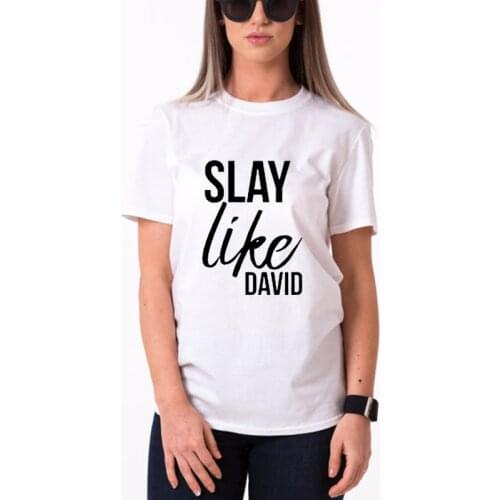 Unisex Cotton Shirt Top Slay Like David Christian T Shirts for Women Fashion Shirts Bible Verse Shirts
