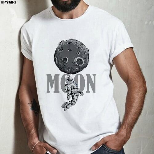 Funny Space astronaut Printed T-shirt Summer Harajuku men White Plus Size T Shirt Casual Fashion Short Sleeve Top male Tshirt