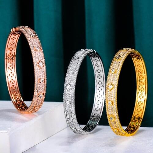 GODKI Luxury Stackable Trendy Bangle For Women Wedding Cubic Zircon Crystal CZ Dubai Bracelet Party Jewelry 2021 Hot Sale