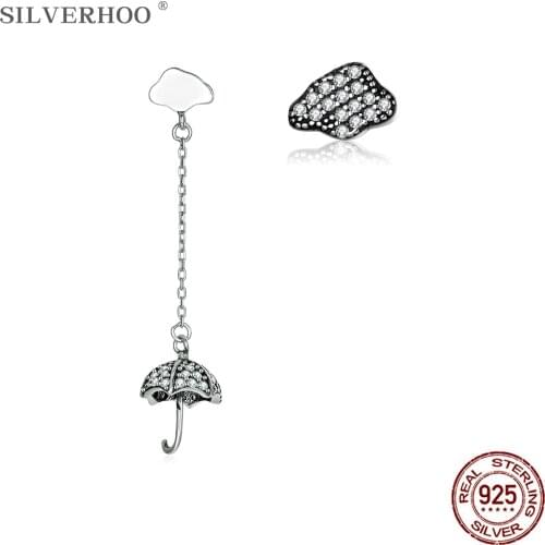 SILVERHOO 925 Sterling Silver Earring For Women Classical Umbrella Shape Fine Lady Jewelry Valentine Day Gift Hot Sale 2021