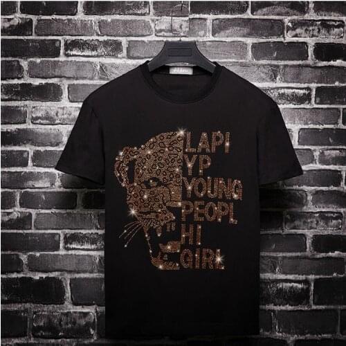 Indians Rhinestones T Shirts Men Brand Short Sleeve Fashion Man Streetwear O Neck Slim Modal Cotton Tshirts Plus Size