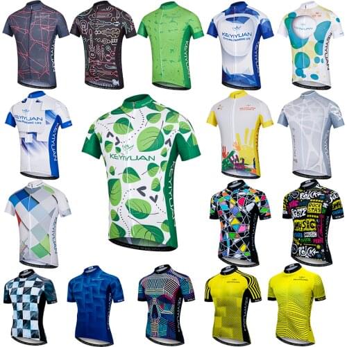 KEYIYUAN Summer Men Short Sleeve Cycling Jersey MTB Bike Shirt Tops Clothing Mayots Ciclismo Hombre Fiets Kleding Mannen