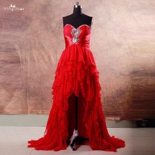 RSE744 Red Dress Short Front Long Back High Low Dress