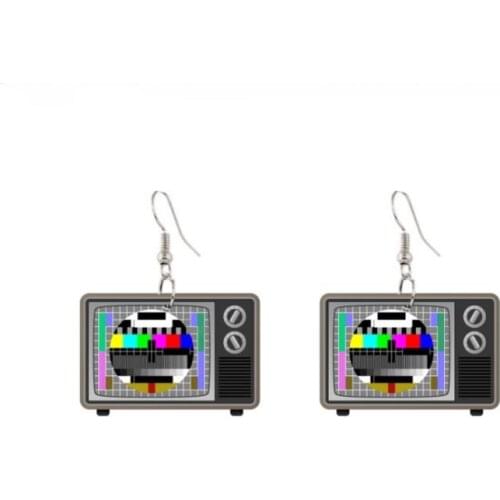 Creative exaggerated retro style nostalgic TV game console simulation funny earrings