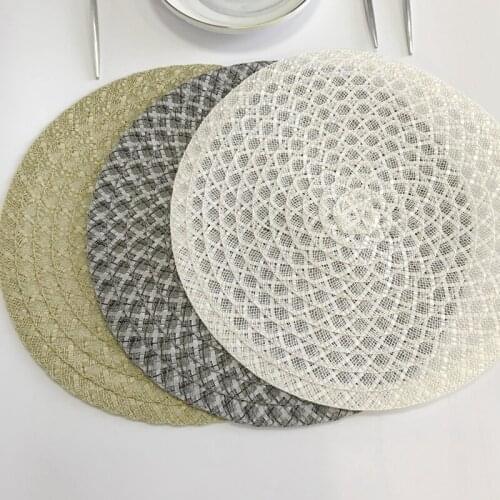 1PCS Round weave Placemat fashion PP dining table mat disc pads bowl pad coasters waterproof table cloth pad diameter