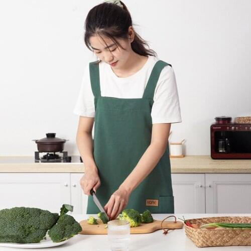 Cotton Cloth Cooking Kitchen Apron Women Cross Back Bib Aprons Suitable for Home Kitchen Garden Even Coffee Shop