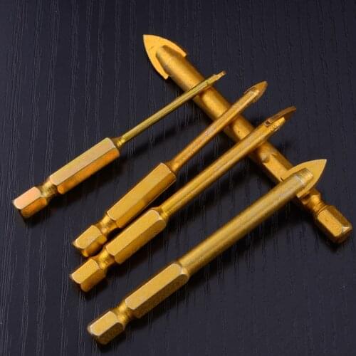 LETAOSK 5pcs 3mm 4mm 6mm 8mm 10mm Hex Shank Ti Porcelain Spear Head Drill Bits Set for Ceramic Tile Glass Accessories