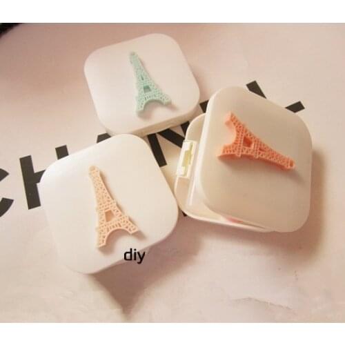 LIUSVENTINA DIY resin beautiful tower contact lens case for eyes contact lenses box for glasses spectacle case
