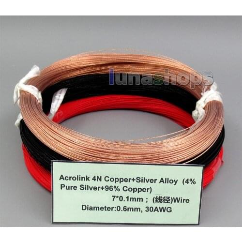 LN005502 100m Acrolink Copper+Pure Alloy (4% silver+96% copper)Signal Earphone Cable 7*0.1 30AWG Dia:0.6mm