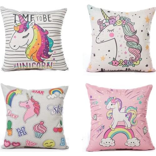 Cute unicorn cushion cover quilt cover pillowcase creative pink home sofa quilt cover